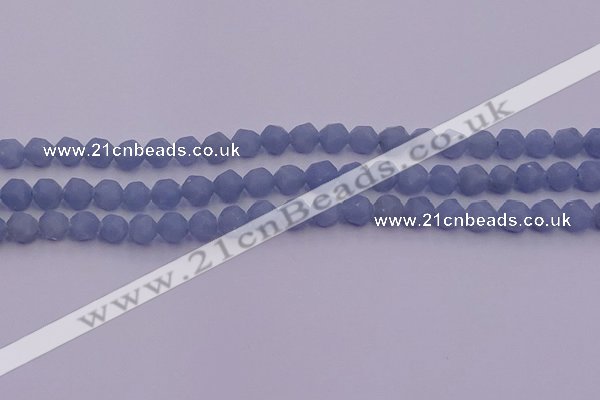 CAS210 15.5 inches 6mm faceted nuggets blue angel skin gemstone beads