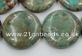 CAT07 15.5 inches 25mm flat round natural aqua terra jasper beads