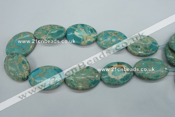 CAT101 15.5 inches 30*40mm oval dyed natural aqua terra jasper beads