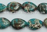 CAT11 15.5 inches 13*18mm flat teardrop natural aqua terra jasper beads