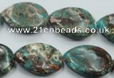 CAT12 15.5 inches 18*25mm flat teardrop natural aqua terra jasper beads