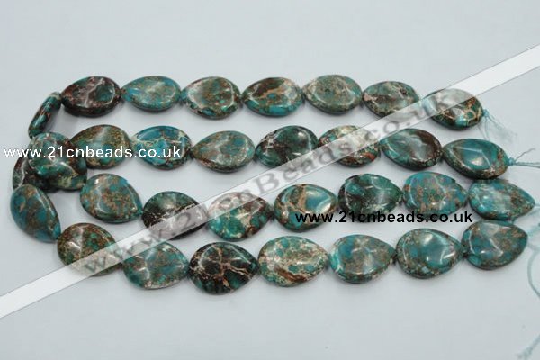 CAT12 15.5 inches 18*25mm flat teardrop natural aqua terra jasper beads