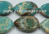 CAT14 15.5 inches 22*30mm flat teardrop natural aqua terra jasper beads
