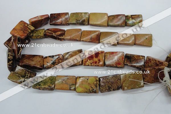 CAT148 18*25mm twisted rectangle dyed natural aqua terra jasper beads