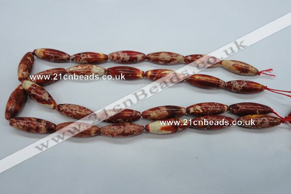 CAT208 15.5 inches 10*30mm rice dyed natural aqua terra jasper beads