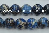 CAT213 15.5 inches 12mm round dyed natural aqua terra jasper beads