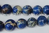 CAT300 15.5 inches 8mm - 18mm round dyed aqua terra jasper beads