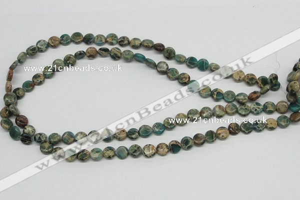 CAT5007 15.5 inches 8mm flat round natural aqua terra jasper beads