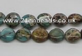 CAT5008 15.5 inches 10mm flat round natural aqua terra jasper beads