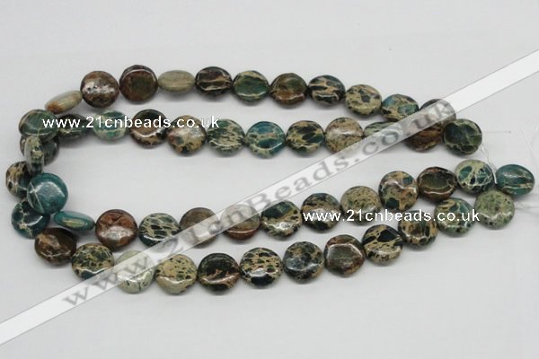 CAT5009 15.5 inches 16mm flat round natural aqua terra jasper beads