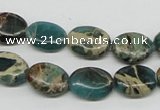 CAT5011 15.5 inches 10*14mm oval natural aqua terra jasper beads