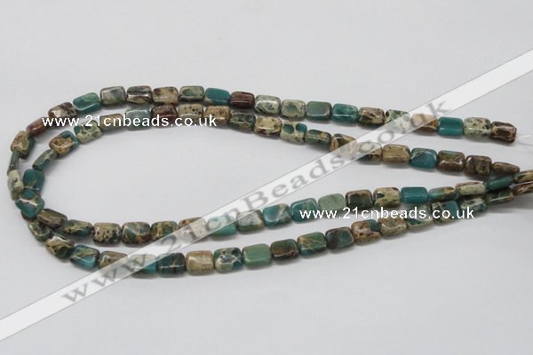 CAT5014 15.5 inches 8*10mm rectangle natural aqua terra jasper beads