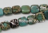 CAT5018 15.5 inches 10*10mm square natural aqua terra jasper beads