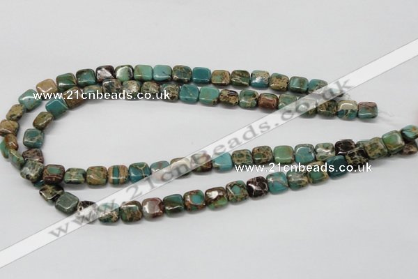 CAT5018 15.5 inches 10*10mm square natural aqua terra jasper beads