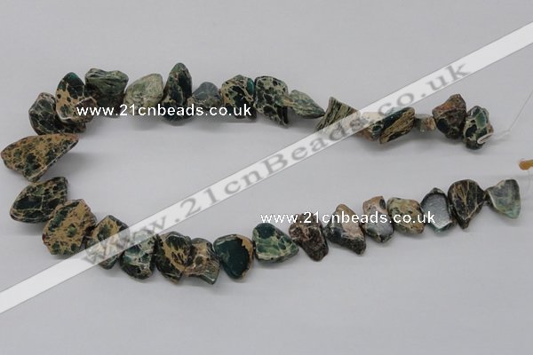 CAT5020 15.5 inches 15*12mm nuggets natural aqua terra jasper chip beads