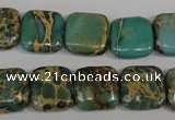 CAT5025 15.5 inches 14*14mm square natural aqua terra jasper beads