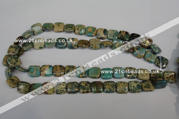 CAT5025 15.5 inches 14*14mm square natural aqua terra jasper beads