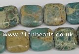 CAT5026 15.5 inches 16*16mm square natural aqua terra jasper beads