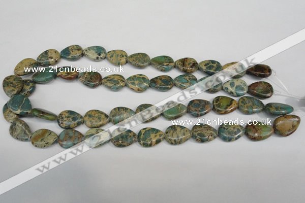 CAT5029 15.5 inches 13*18mm flat teardrop natural aqua terra jasper beads