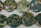 CAT5031 15.5 inches 20mm flat round natural aqua terra jasper beads