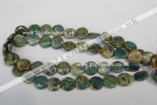 CAT5031 15.5 inches 20mm flat round natural aqua terra jasper beads