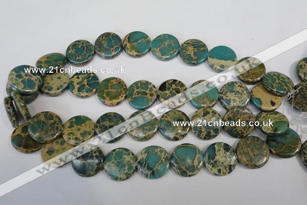 CAT5032 15.5 inches 22mm flat round natural aqua terra jasper beads