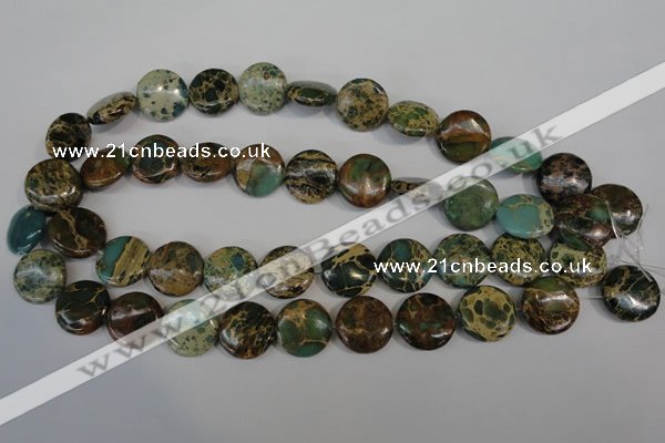 CAT5034 15.5 inches 18mm flat round natural aqua terra jasper beads