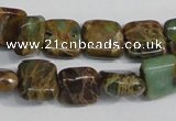 CAT5037 15.5 inches 6*6mm square natural aqua terra jasper beads