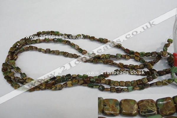 CAT5037 15.5 inches 6*6mm square natural aqua terra jasper beads