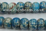 CAT63 15.5 inches 10*14mm rondelle dyed natural aqua terra jasper beads