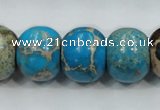 CAT64 15.5 inches 15*18mm rondelle dyed natural aqua terra jasper beads