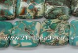 CAT90 15.5 inches 20*20mm square dyed natural aqua terra jasper beads