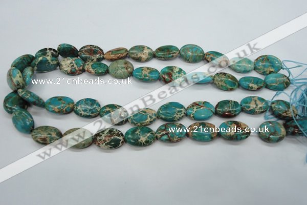 CAT98 15.5 inches 13*18mm oval dyed natural aqua terra jasper beads