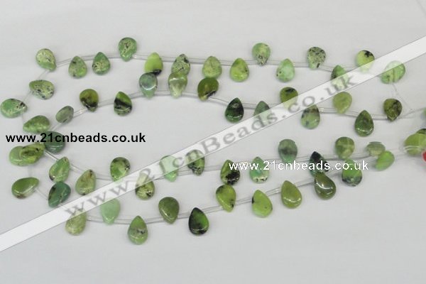 CAU42 10*14mm top-drilled flat teardrop australia chrysoprase beads