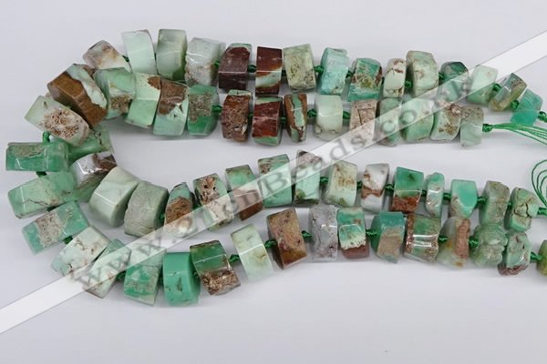 CAU430 10*15mm - 12*25mm faceted tyre Australia chrysoprase beads