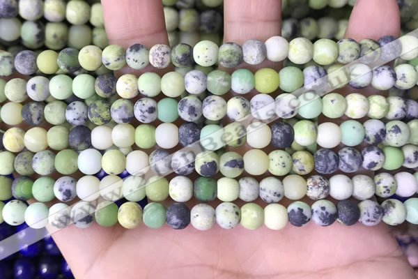 CAU477 15.5 inches 4mm round matte Australia chrysoprase beads