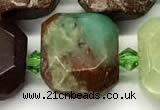 CAU571 15 inches 15*15mm faceted freeform Australia chrysoprase beads