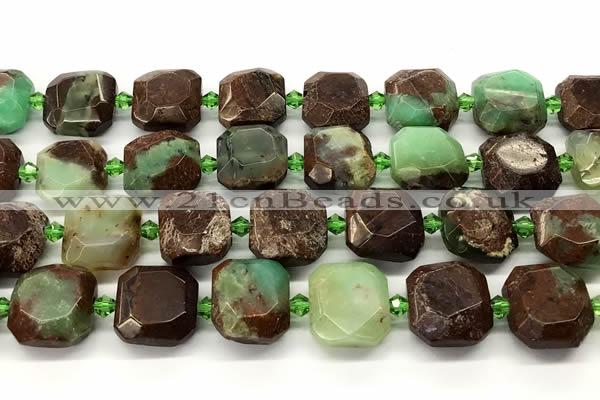 CAU571 15 inches 15*15mm faceted freeform Australia chrysoprase beads