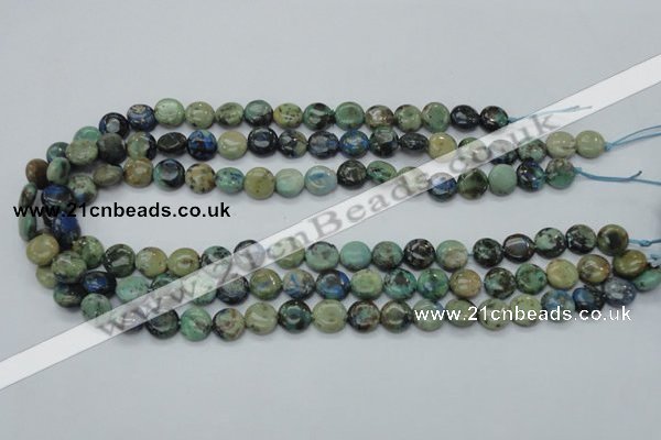 CAZ05 15.5 inches 10mm flat round natural azurite gemstone beads