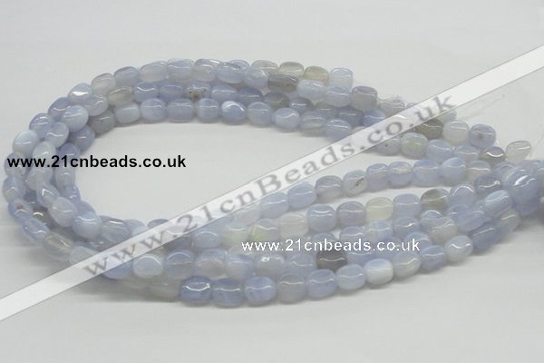 CBC05 15.5 inches 7*10mm nugget blue chalcedony beads wholesale