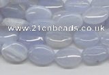 CBC09 15.5 inches 10*14mm oval blue chalcedony beads wholesale