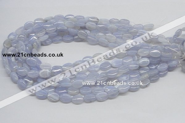 CBC09 15.5 inches 10*14mm oval blue chalcedony beads wholesale