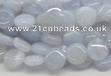 CBC11 15.5 inches 10mm flat round blue chalcedony beads wholesale