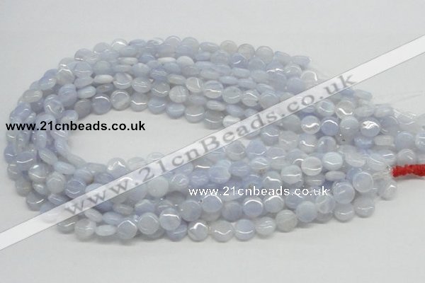 CBC11 15.5 inches 10mm flat round blue chalcedony beads wholesale