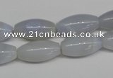 CBC25 15.5 inches 10*20mm rice blue chalcedony beads wholesale