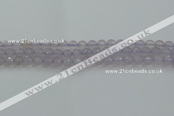 CBC436 15.5 inches 8mm faceted round purple chalcedony beads