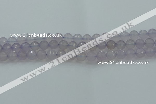 CBC437 15.5 inches 10mm faceted round purple chalcedony beads