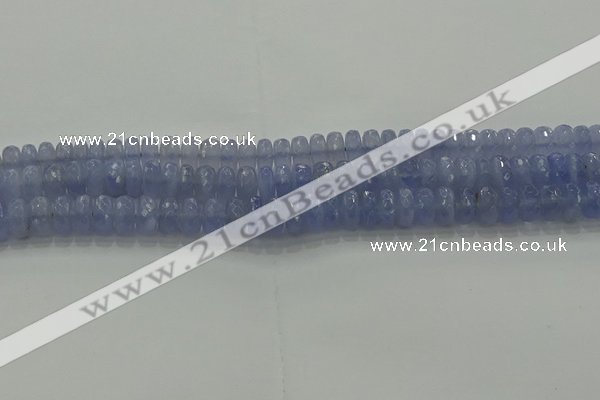 CBC447 15.5 inches 6*10mm faceted rondelle blue chalcedony beads