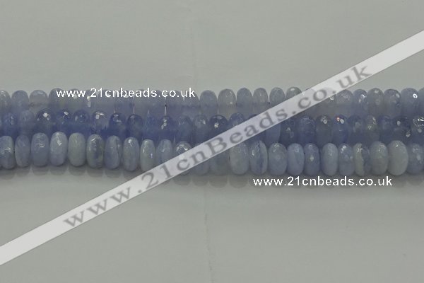 CBC448 15.5 inches 7*12mm faceted rondelle blue chalcedony beads