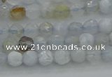 CBC461 15.5 inches 4mm faceted round blue chalcedony gemstone beads